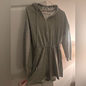 Pink Lily Sweatshirt Hoodie Gray Romper
